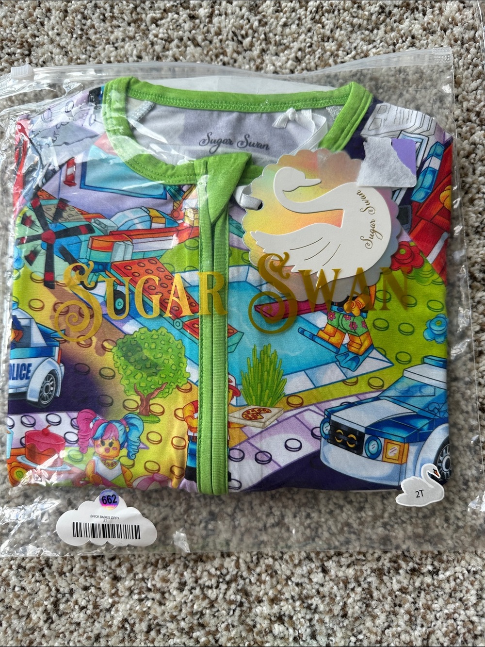 Sugar Swan Toddlers' Brick Babies Multicolor Printed One-Piece Bamboo Zippy